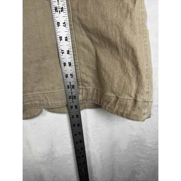 Christopher & Banks Embroidered Vest Beige Denim Studded Fall Floral Button L - Picture 8 of 11